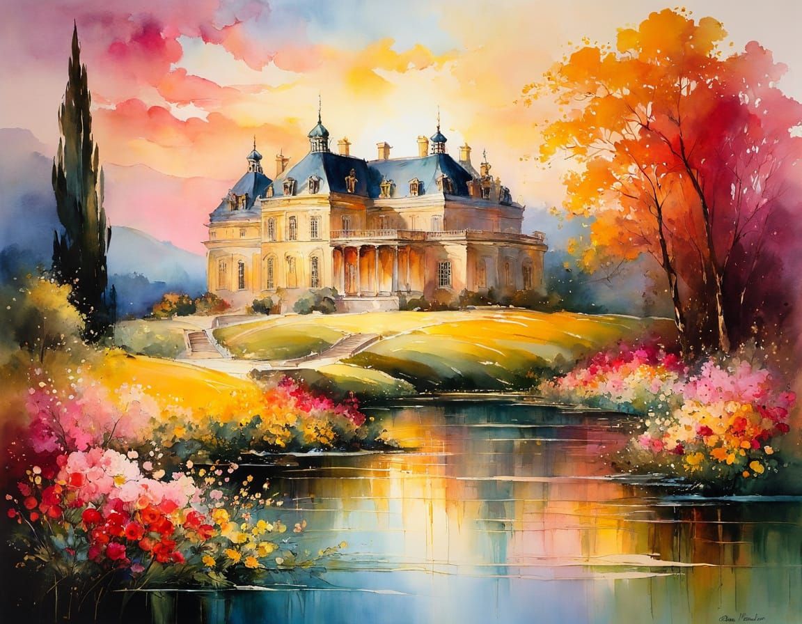 Grand House in Rococo Impressionist Style