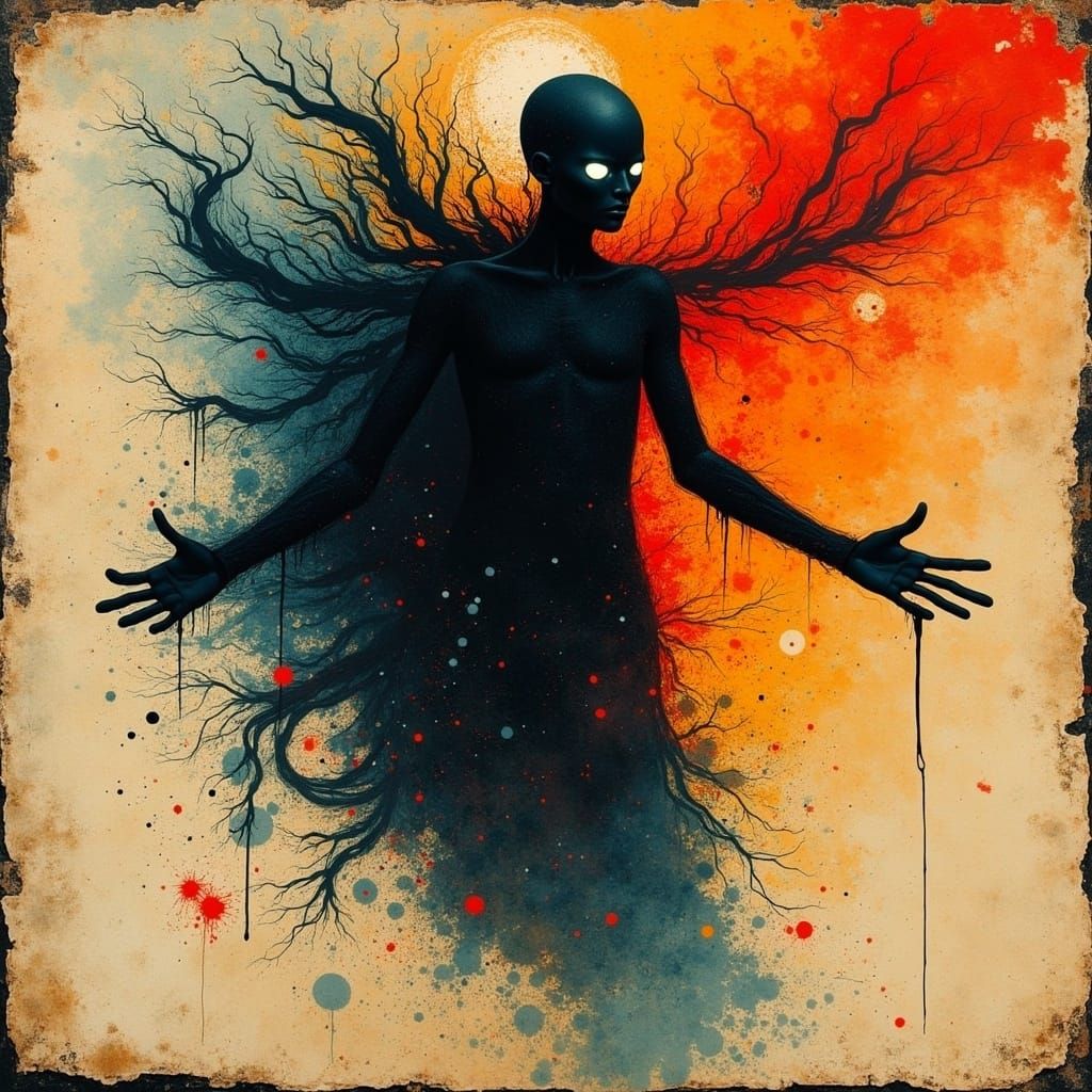 Abstract Shadow Being in Vintage Punk Style