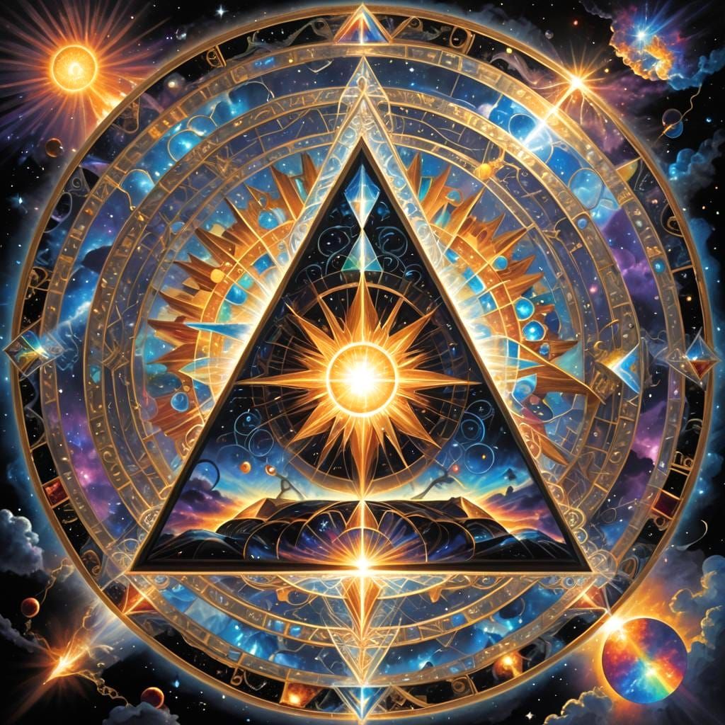 Divine Sky Tesseract with Glowing Energy Lasers