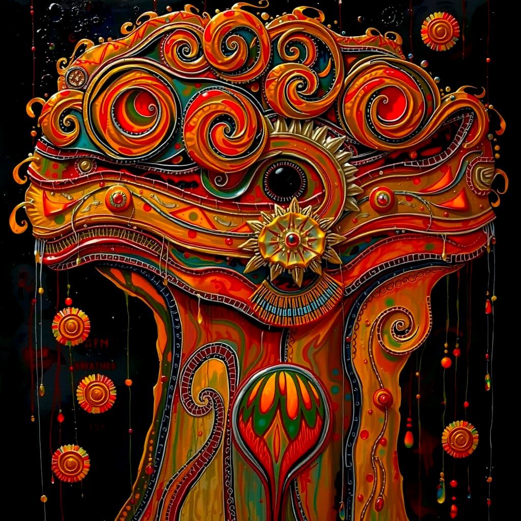 Dynamic Abstract Expressionism with Iridescent Swirls