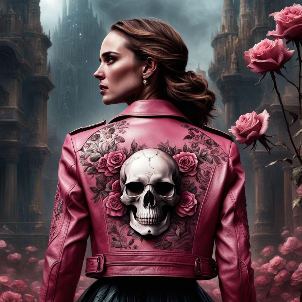 Natalie Portman in Pink Leather Jacket: Digital Painting