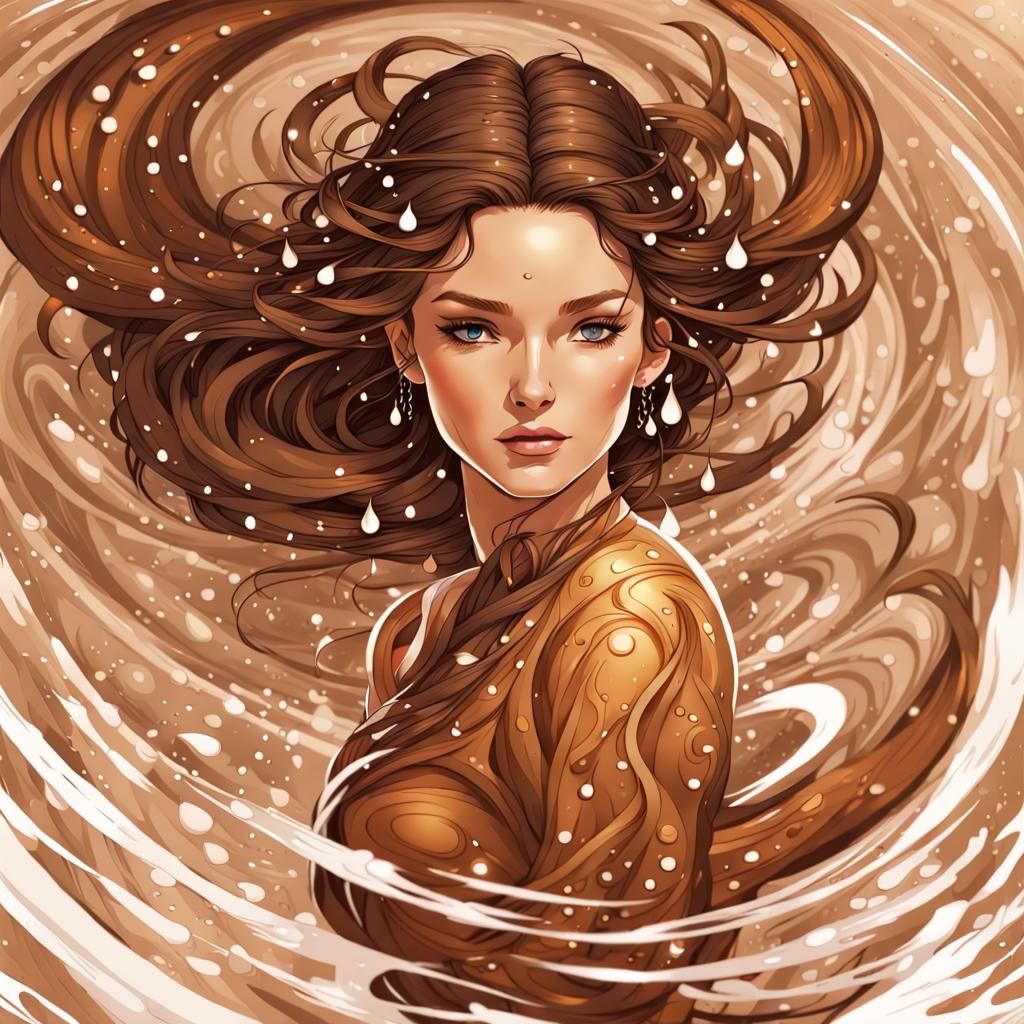 Beautiful Water Bender Girl with Swirling Splashes