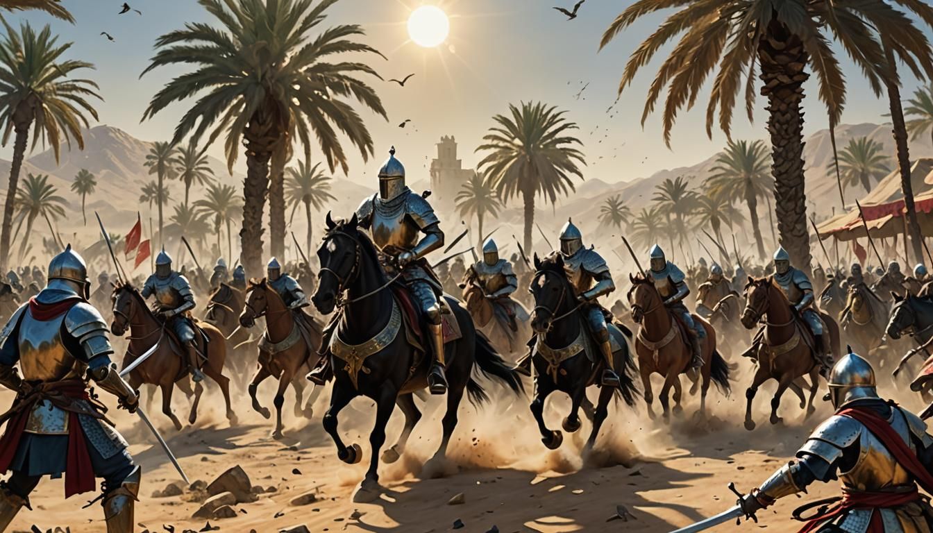 Knights Clash with Zengid Warriors in Sunlight