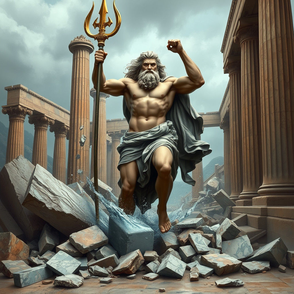 Poseidon Unleashes Earthquake in Ancient Greece