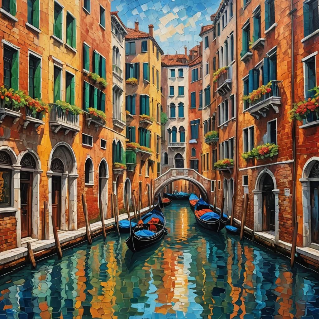 Venice in Expressionist Neo-Impressionist Style