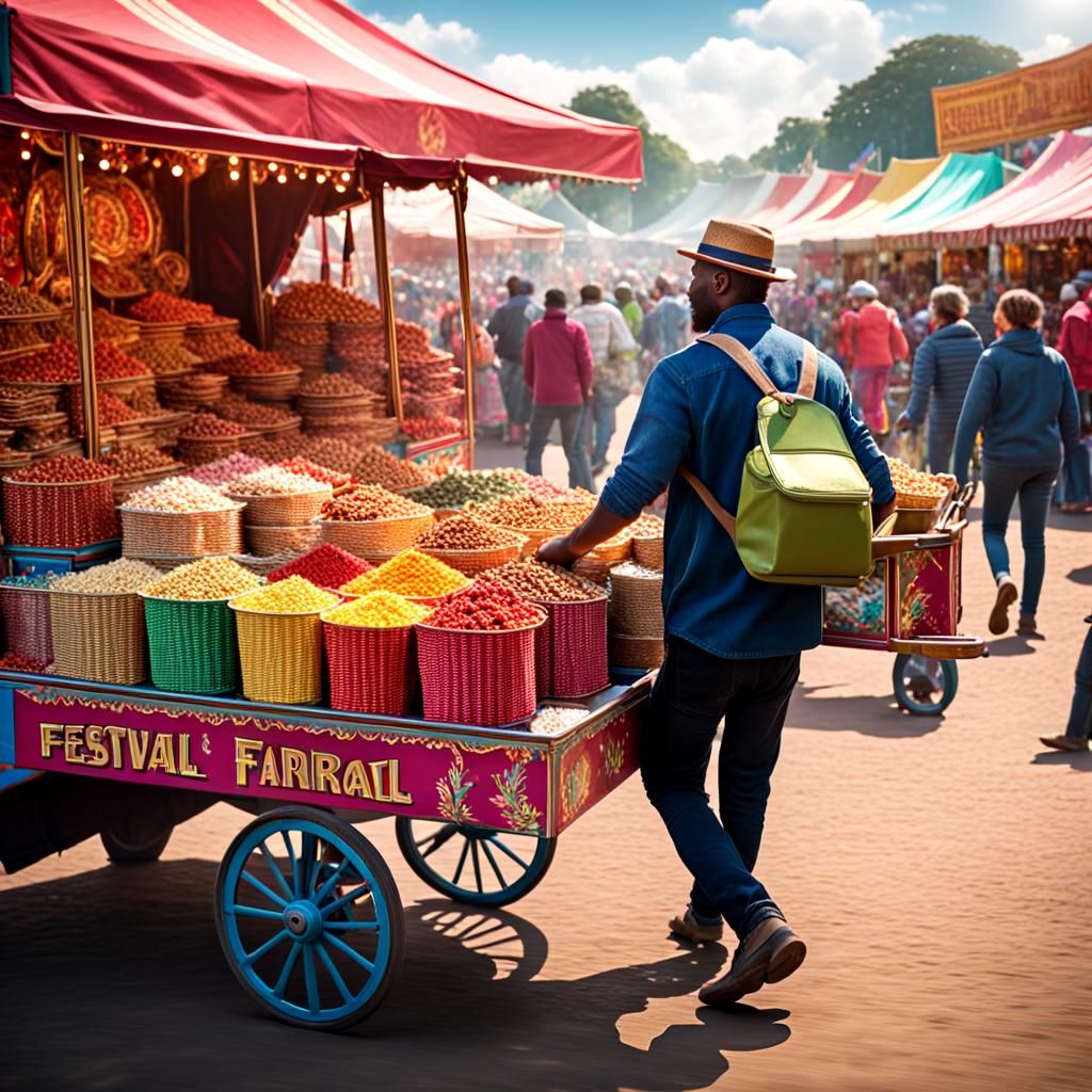 Festival Vendor Scene in Stunning 8k Resolution