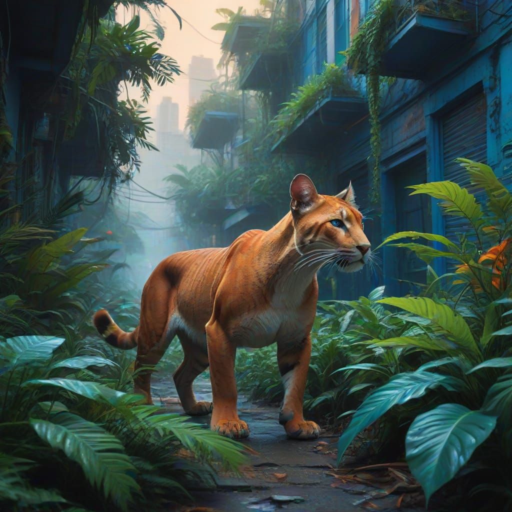 Fierce Puma in Jungle Graffiti Scene