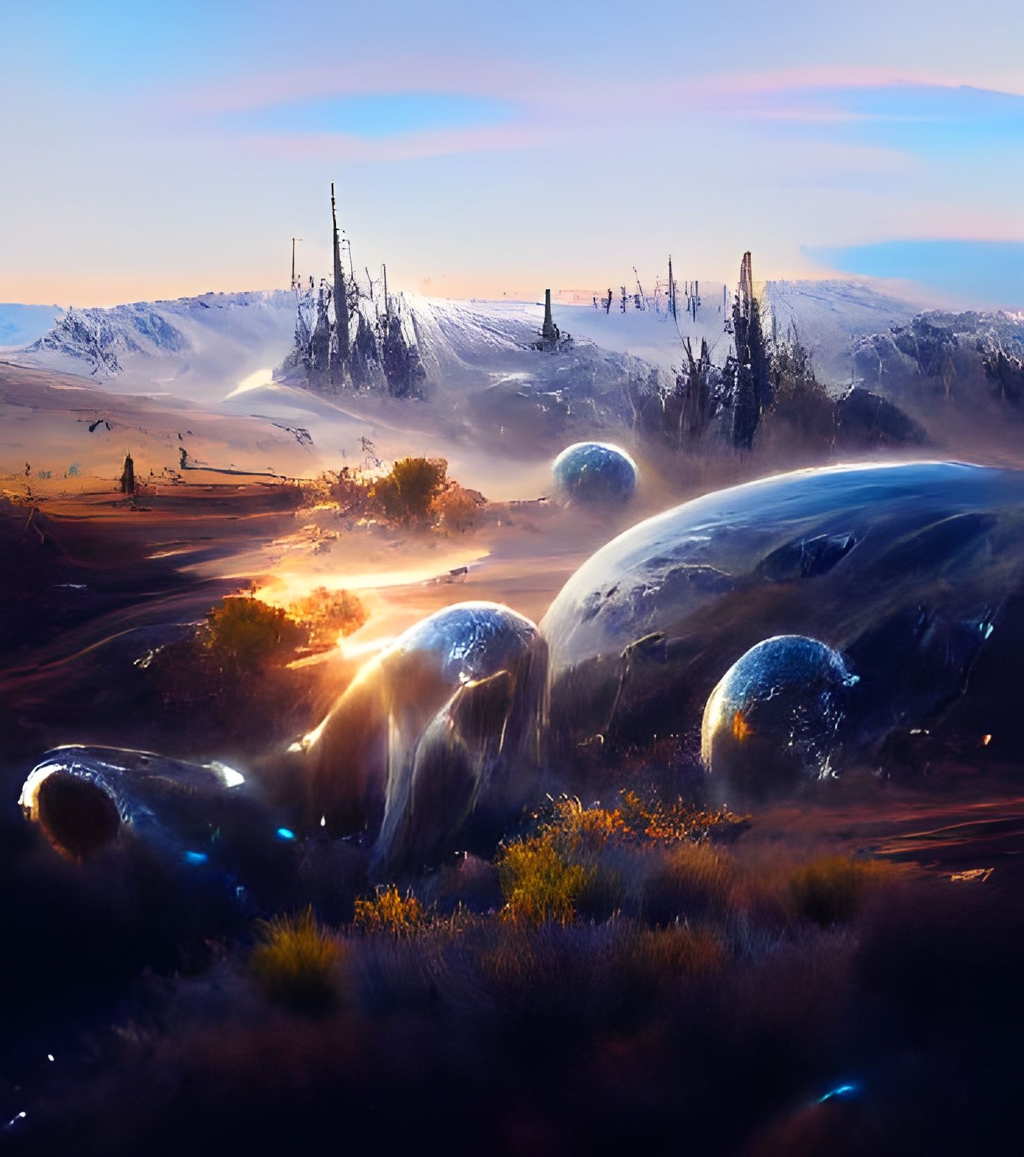 Cosmic Badlands Digital Matte Painting in Hyperrealism Style