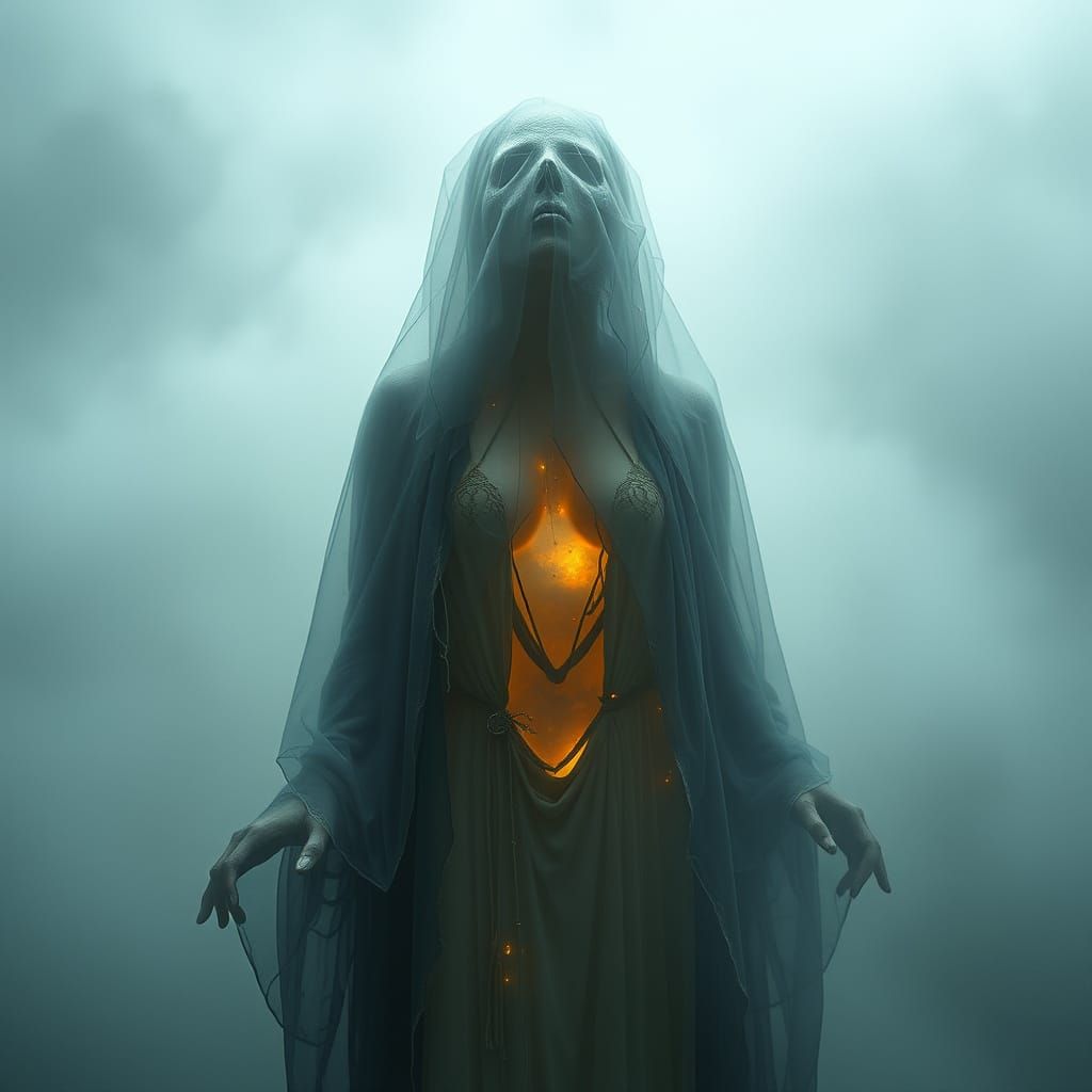 Ethereal Figure Emerges in Dreamlike Realm