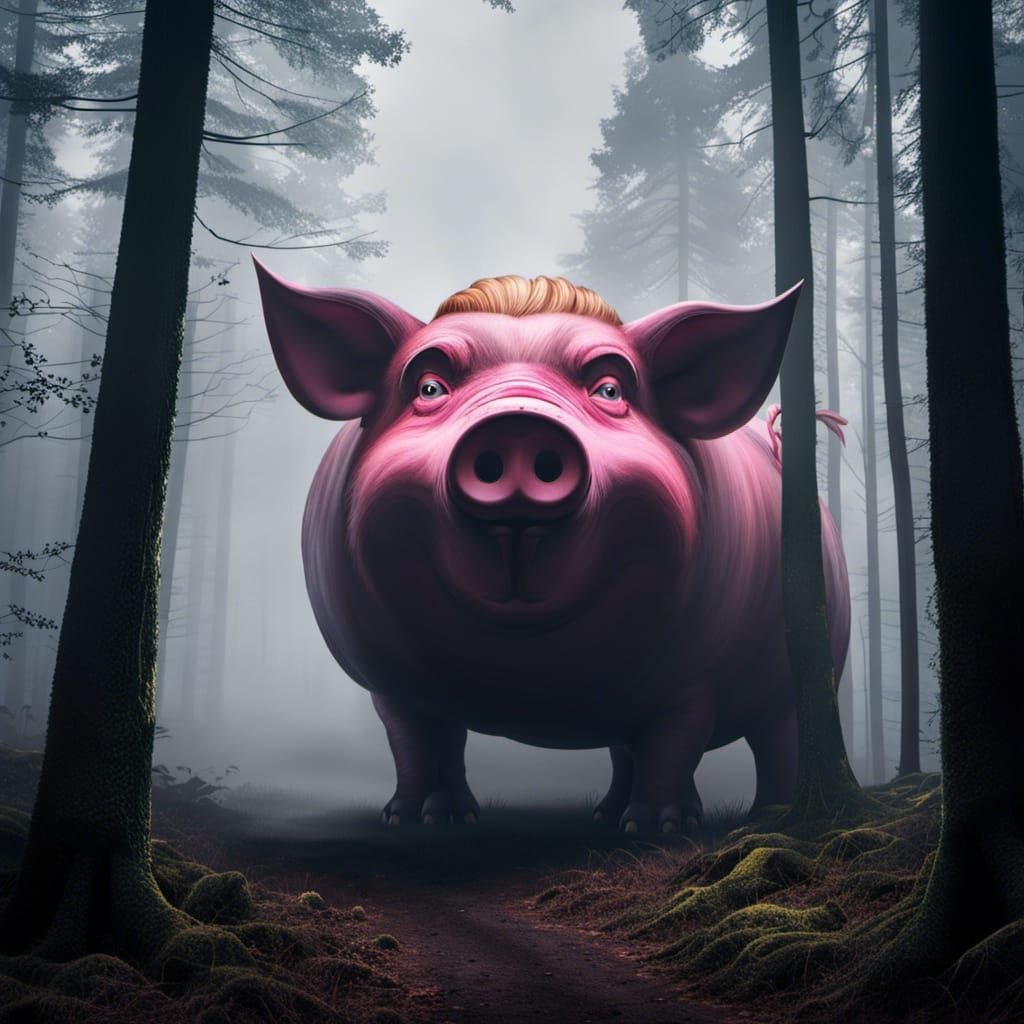 Giant Monster Hybrid in Foggy Forest