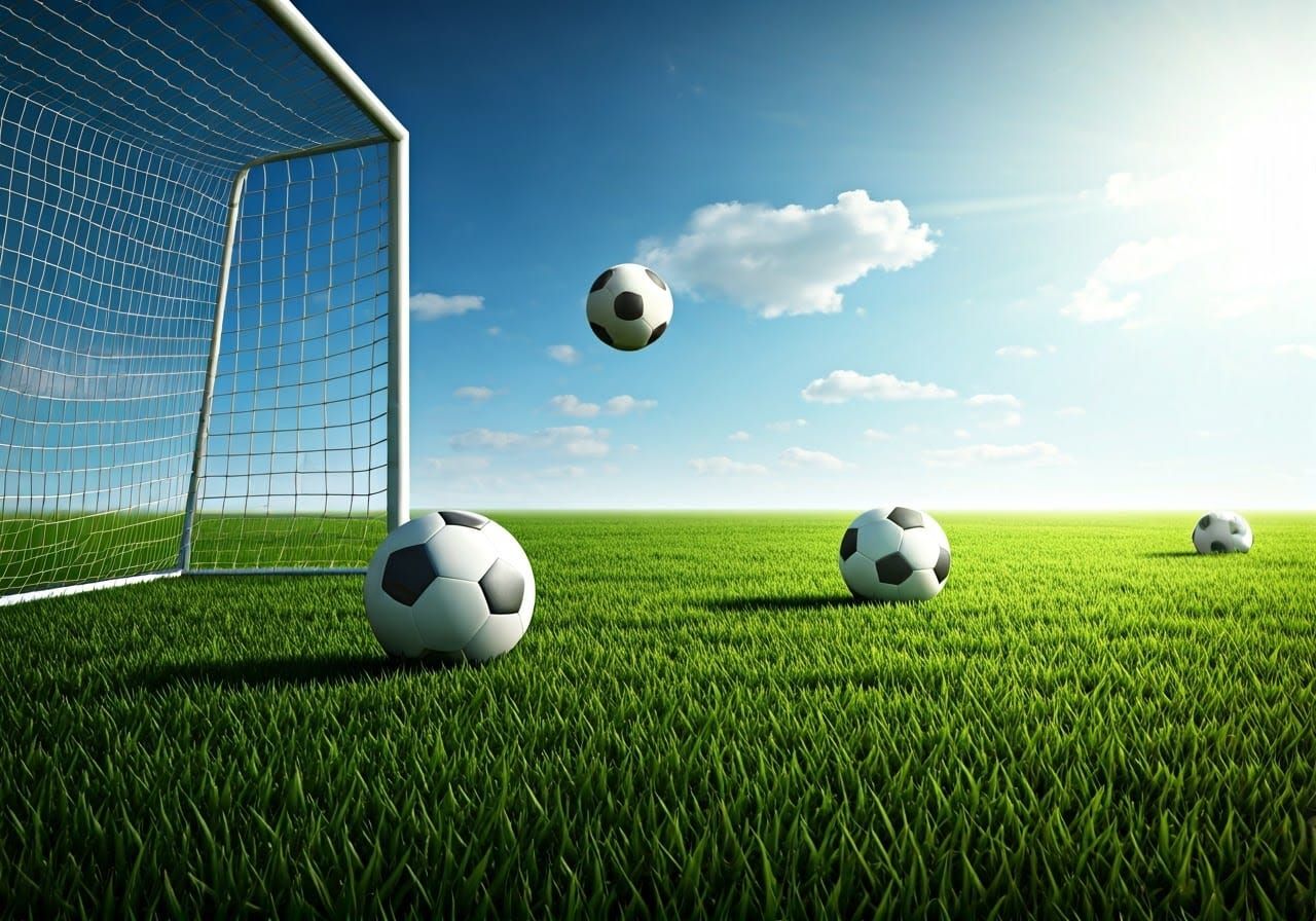 Realistic Football Scene with Soccer Ball in Goal