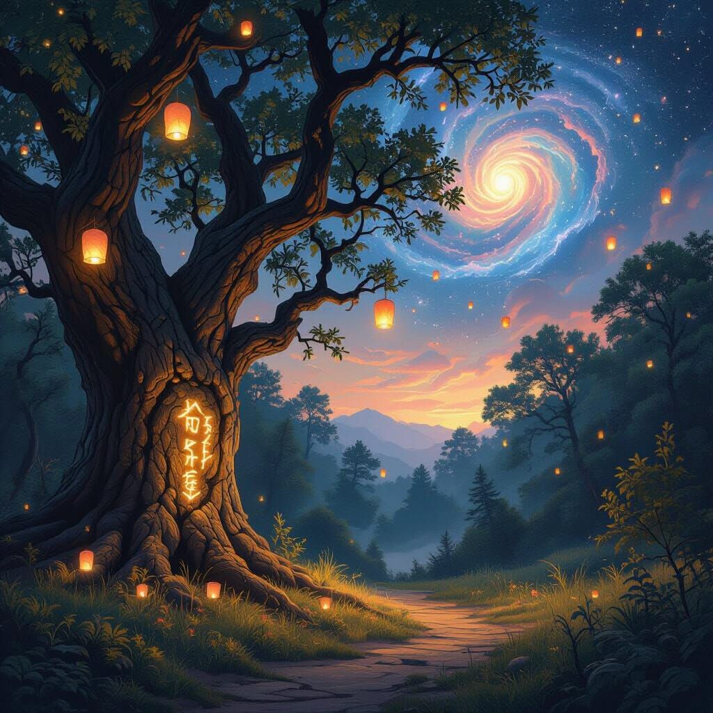 Ethereal Forest Clearing with Glowing Runes