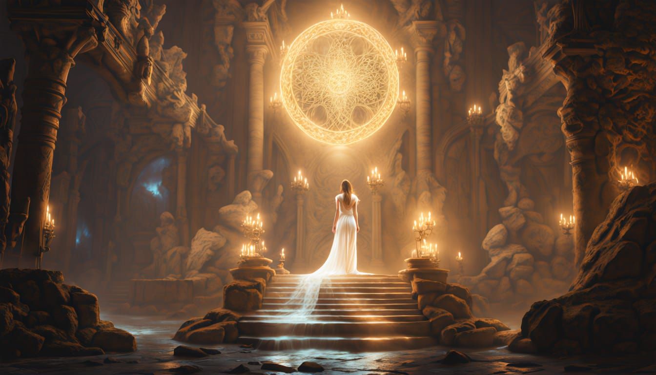 Ethereal Chamber with Glowing Glyphs in Cinematic Realism