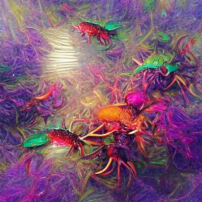 Psychedelic Crawfish Art in Vibrant Colors