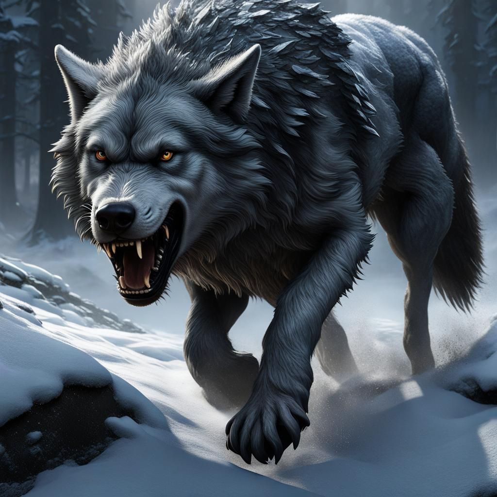 Enraged Dire Wolf in Dark Magic Battle