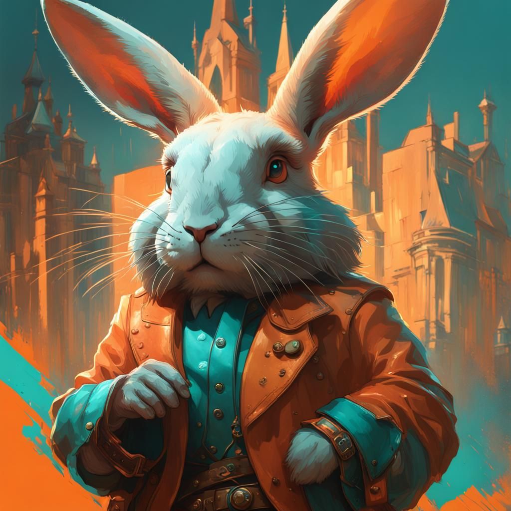 Hyperdetailed Colored Rabbit Concept Art in 8K