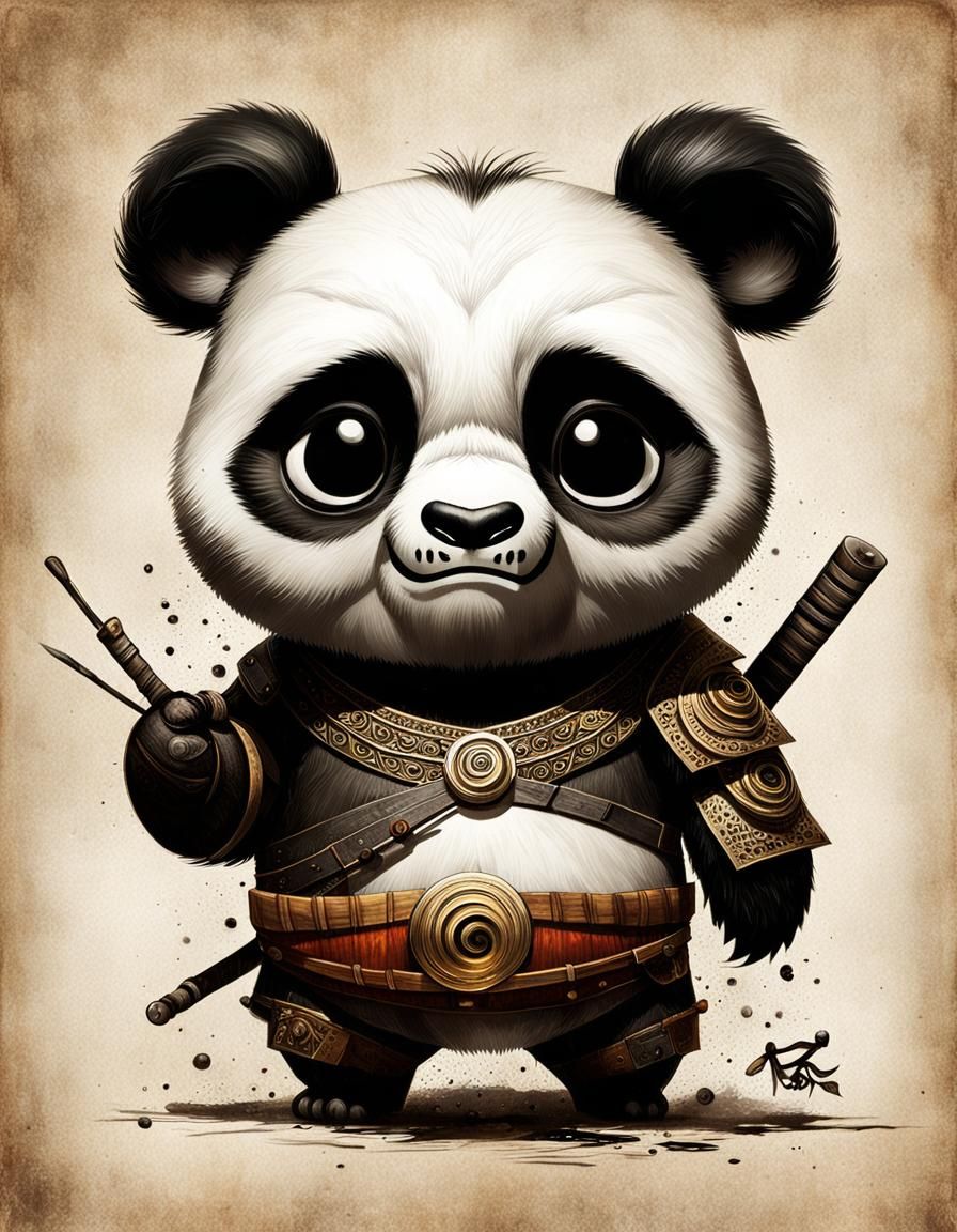 Demonic Cyborg Kungfu Panda in Volcanic Jungle