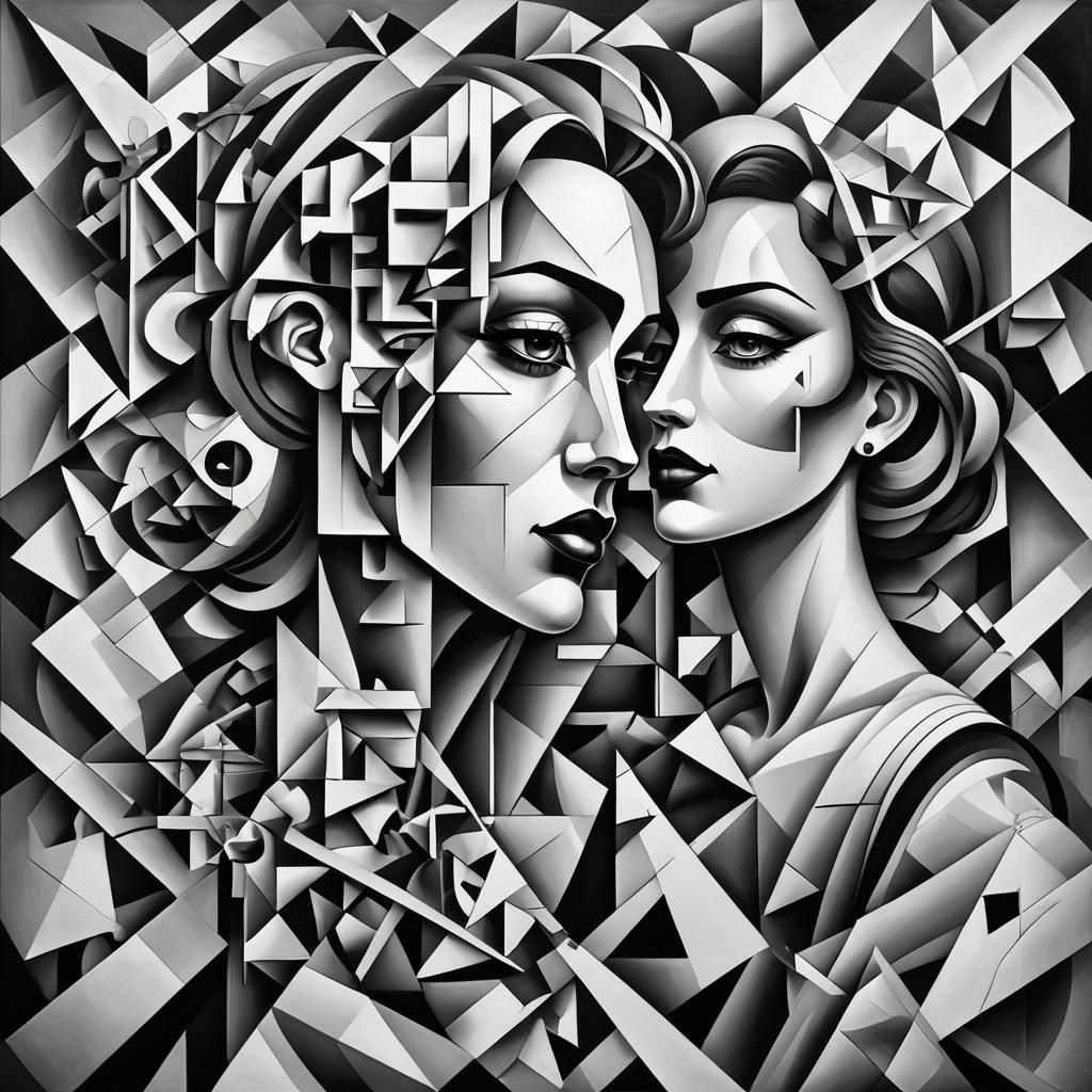 The Thought of Love: Cubist Black & White Art