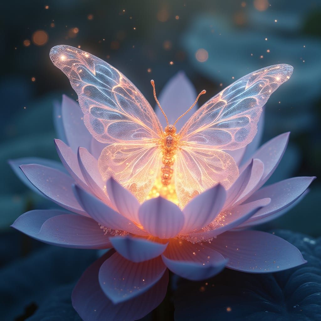 Celestial Quantum Butterfly in Rose Gold and Opal