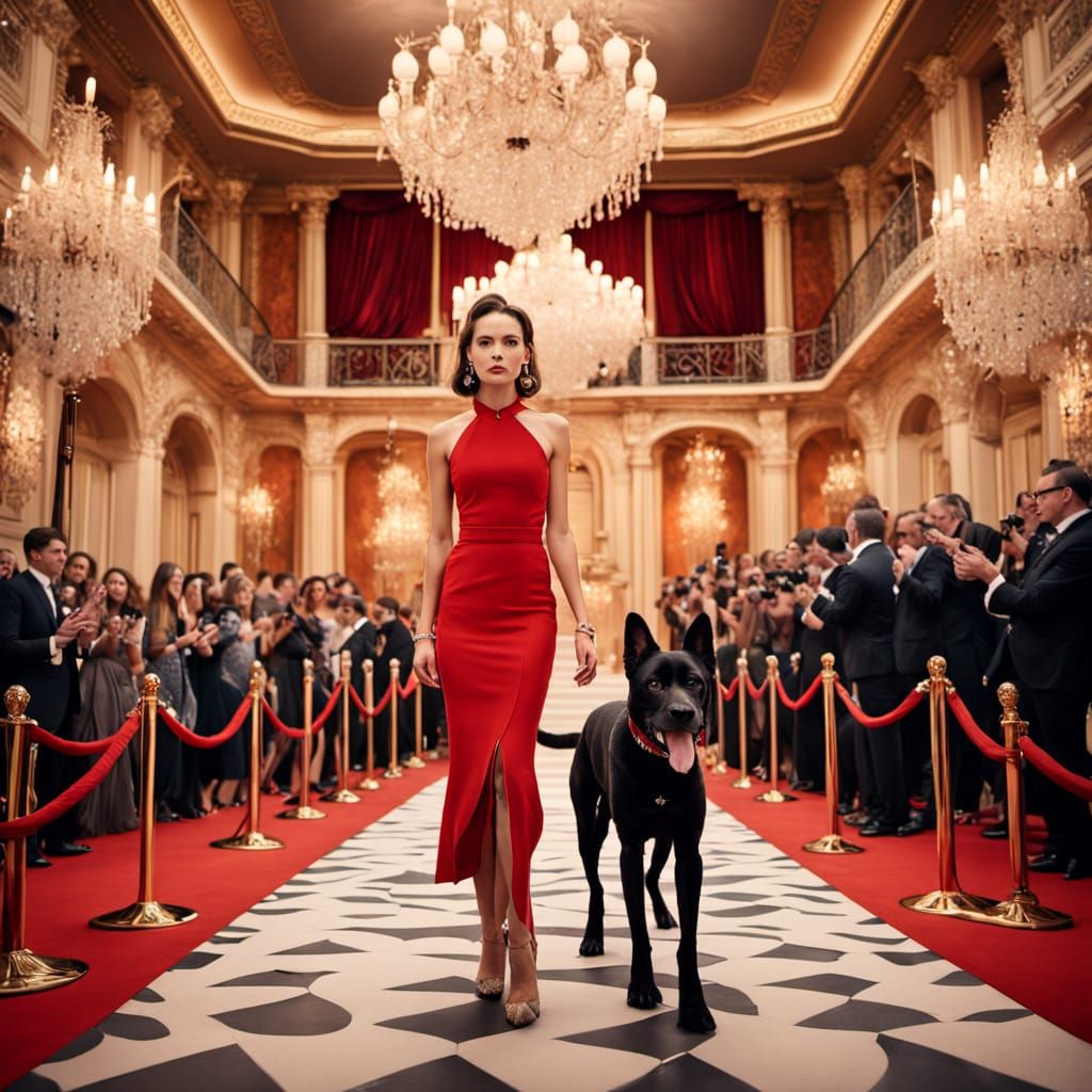 Red Carpet Glamour in Vibrant Oil Painting Style