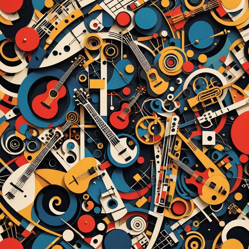 Futuristic Constructivist Composition of Musical Instruments