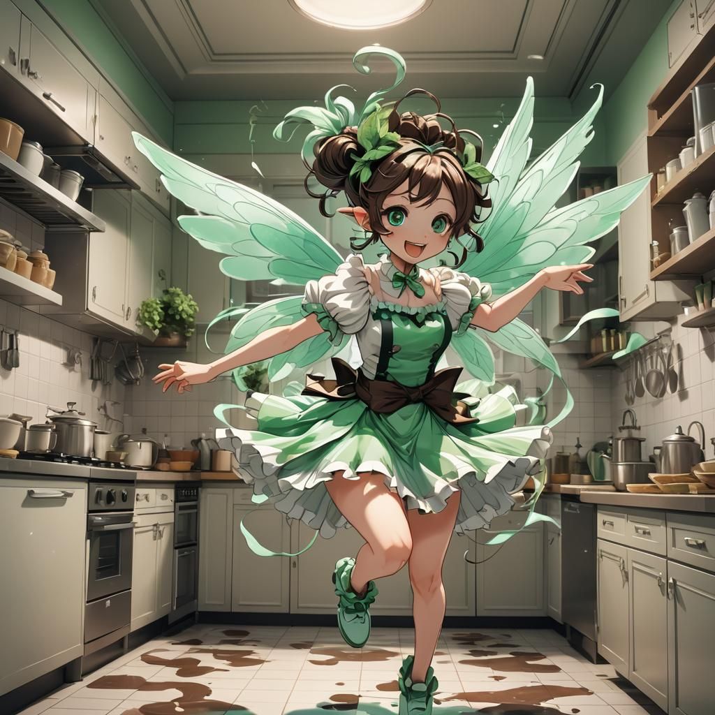 Mint Chocolate Cream Fairy Anime Illustration