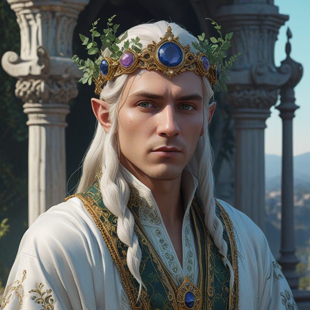 Elven King in Majestic White Silks