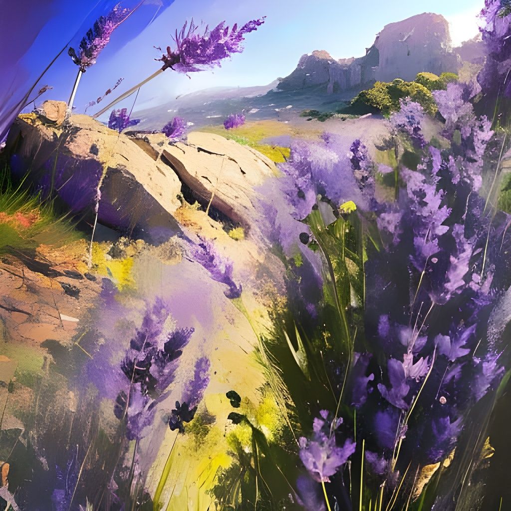 Mediterranean Lavender Field: Speedpaint in Maximalist Style