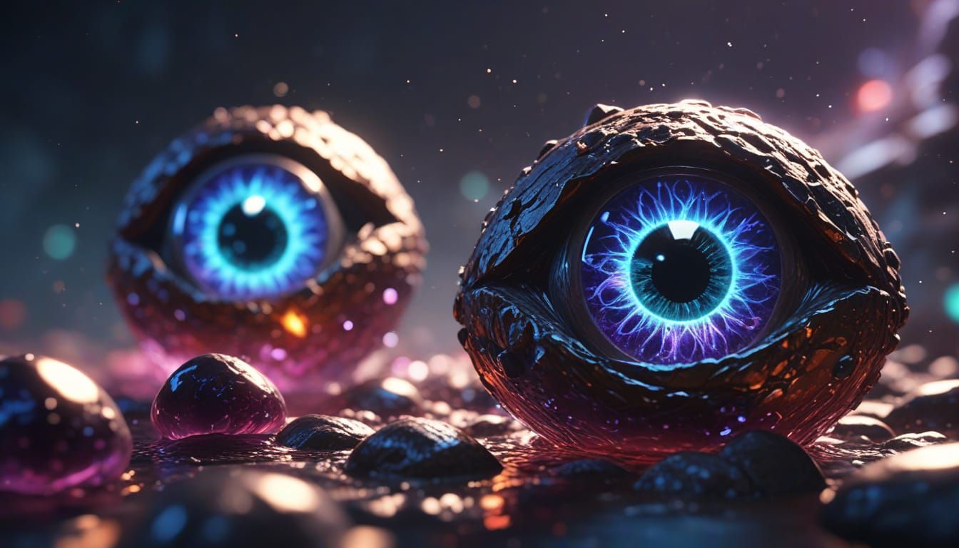 Glowing Mystical Eyeballs in Anime Style
