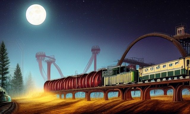 Celestial Sci-Fi Forest City at Night