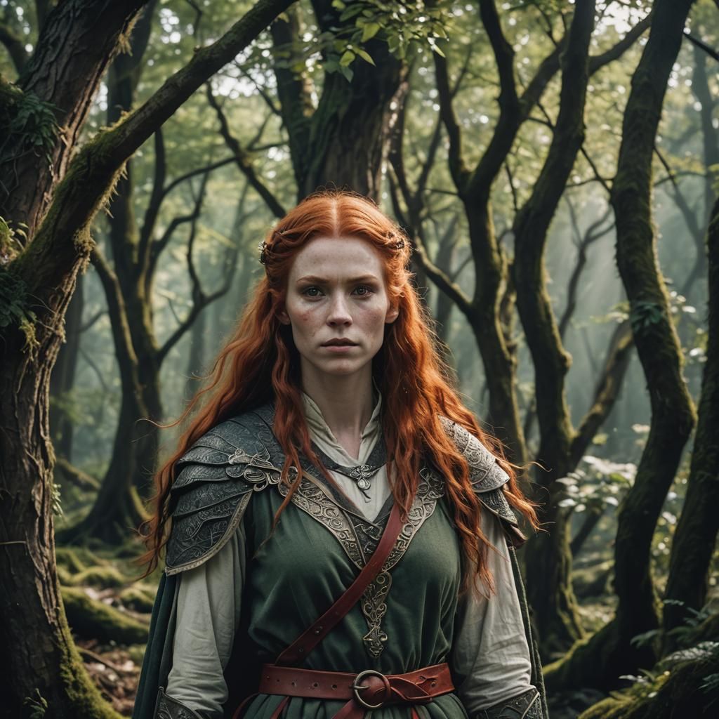 Half-Elf Druid Character Portrait in Cinematic Style