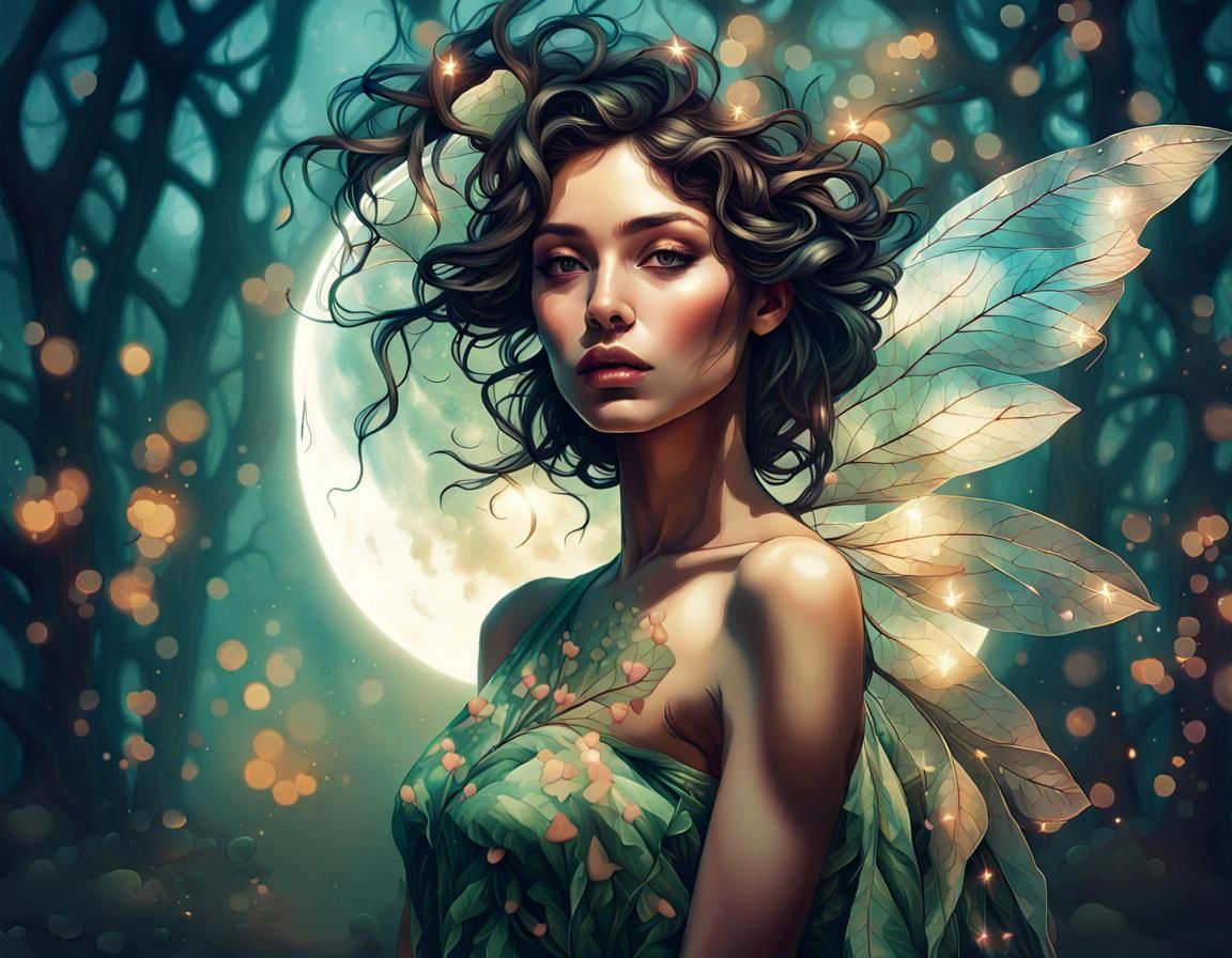 Magical Fairy Double Exposure in Maximalist Style