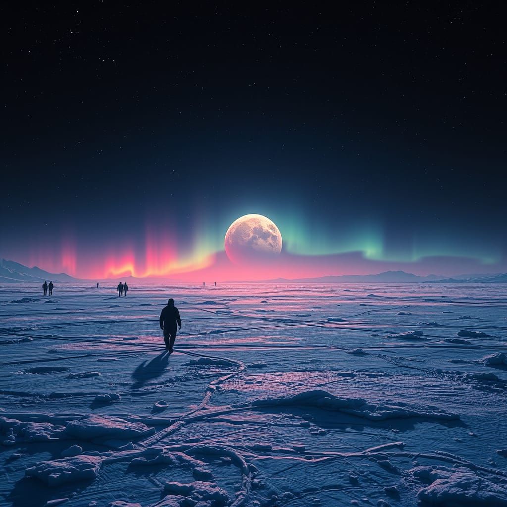 Plutonian Odyssey in Neon Hues