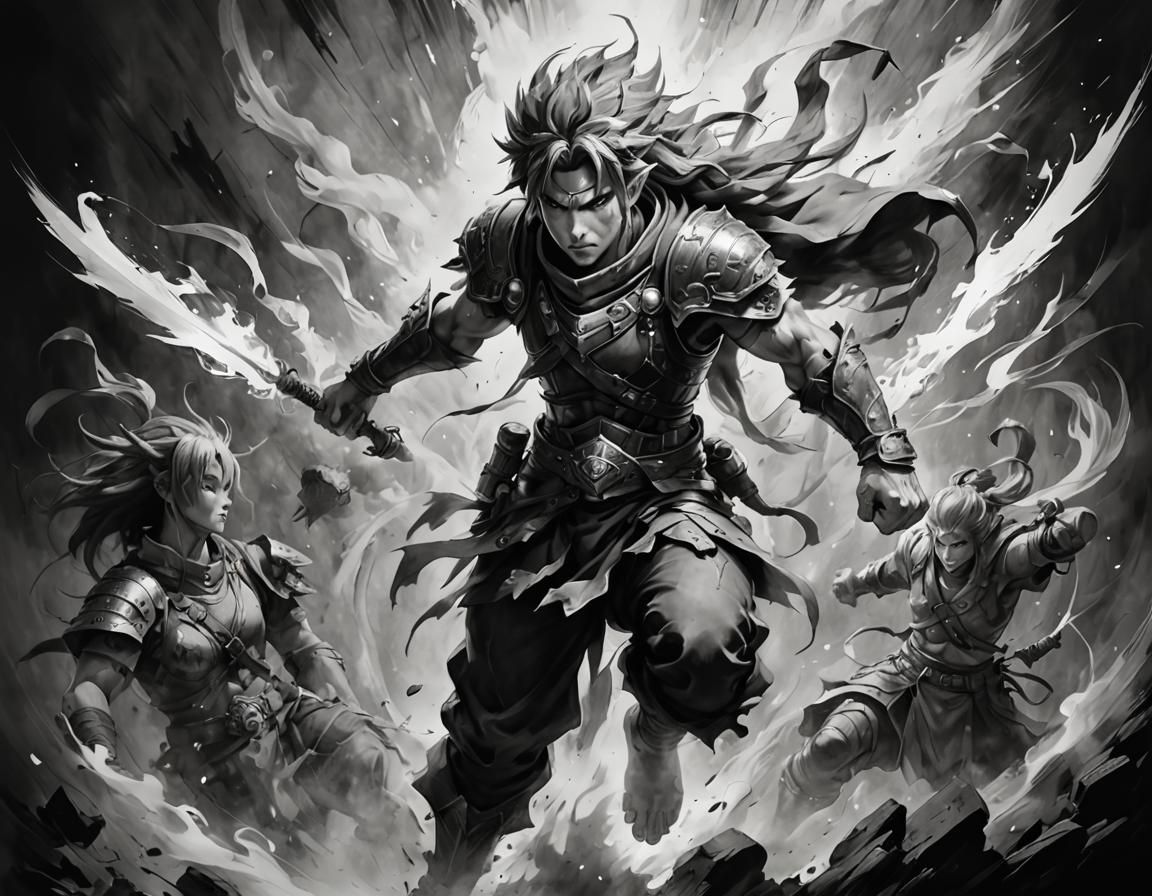 Dynamic Dragon Breath in Ink Painting Style