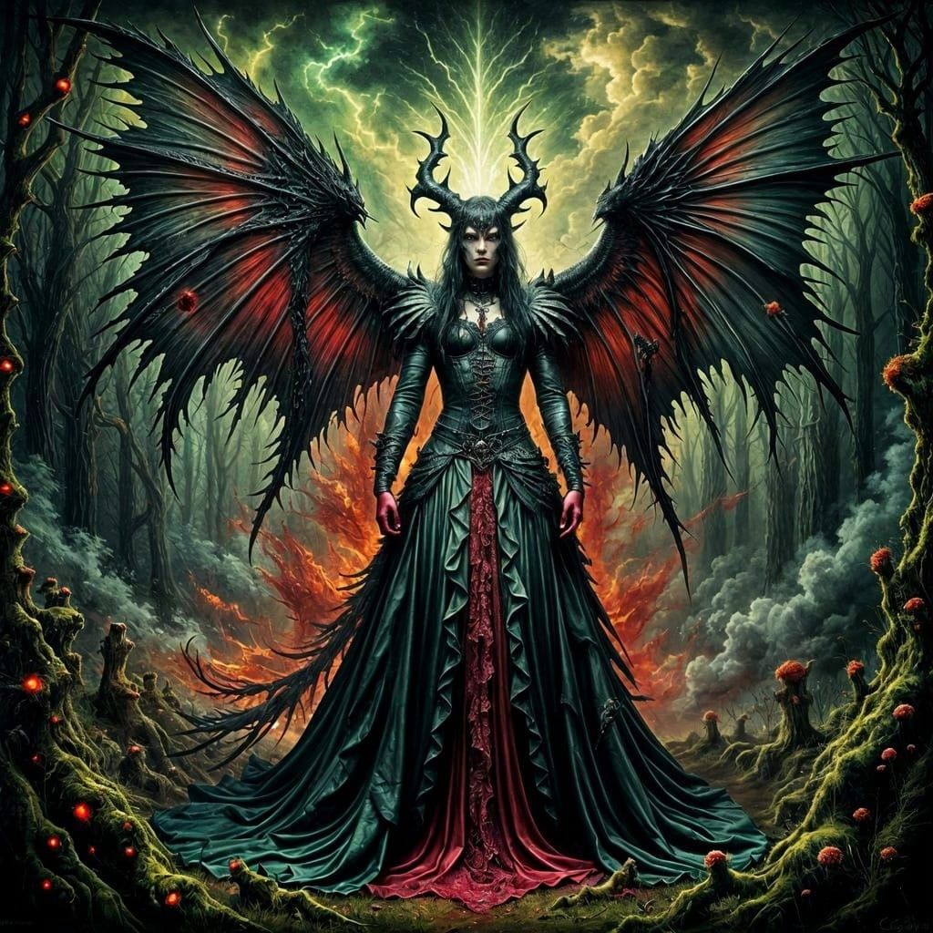 Demonic Gothic Fairy with Luminous Wings