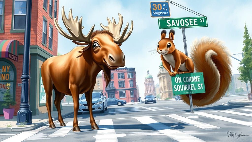 Quaint Corner Scene in Realistic Digital Watercolour