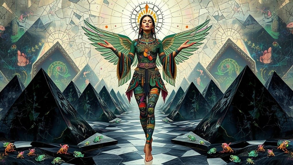 Surreal Bio-Art Goddess in Hyper-Detailed Collage Style