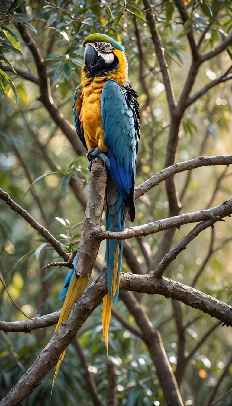Vivid Macaw Portrait in Naturalistic Wildlife Photography