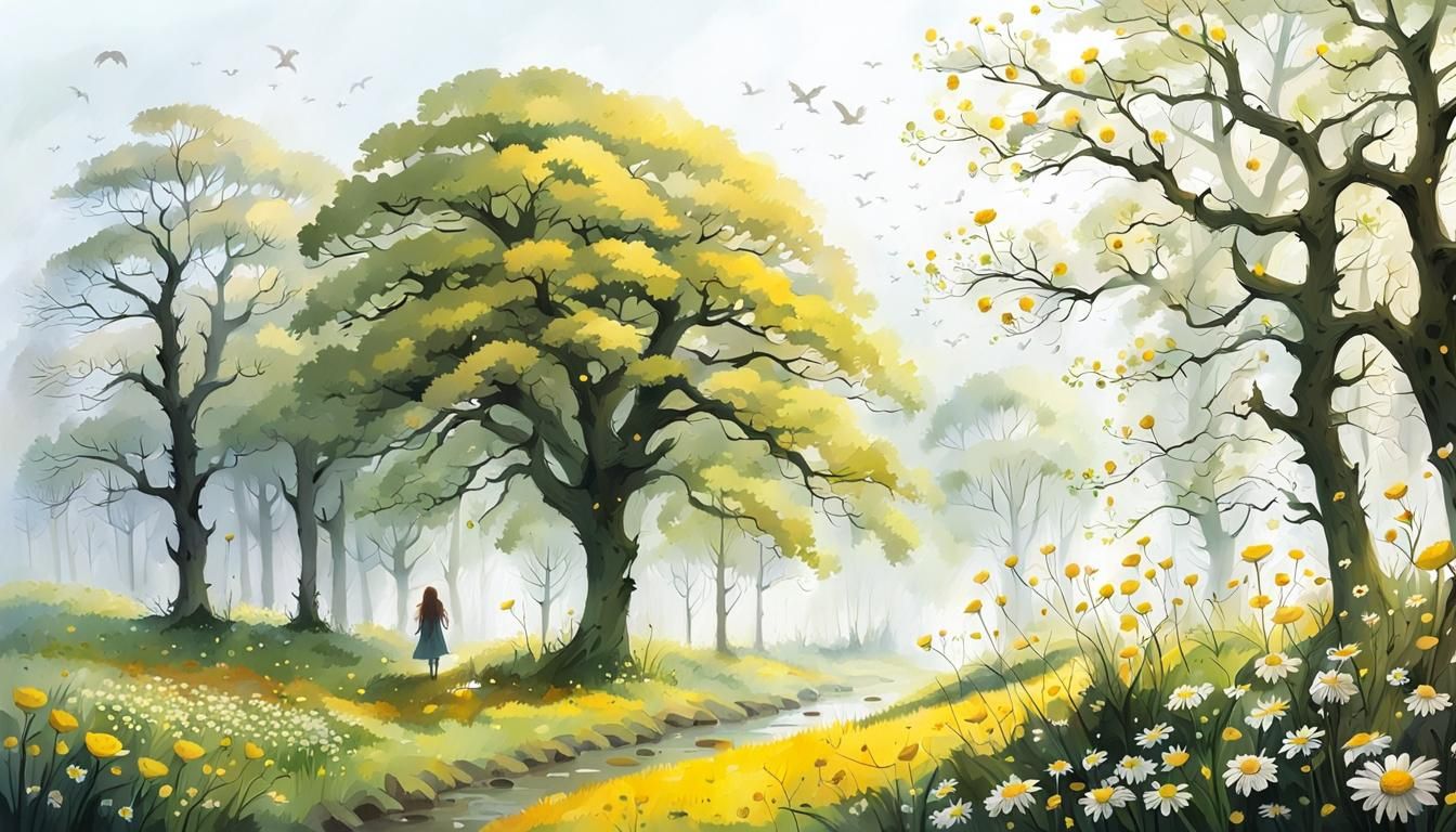 Misty Hawk Descent on Spring Meadow