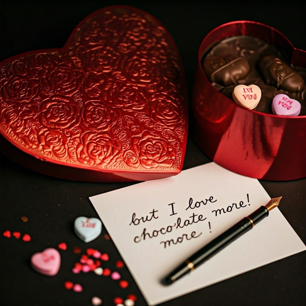 Luxurious Heart-Shaped Candy Box in Golden Hour Light