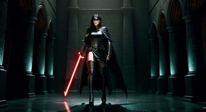 Star Wars Warrior with Lightsabers in Surreal Style