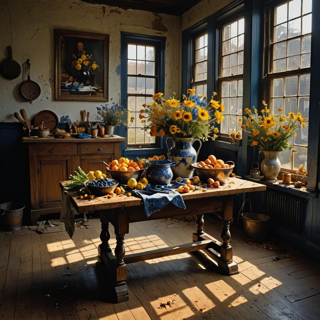 Floral Still Life in Magical Realism Style