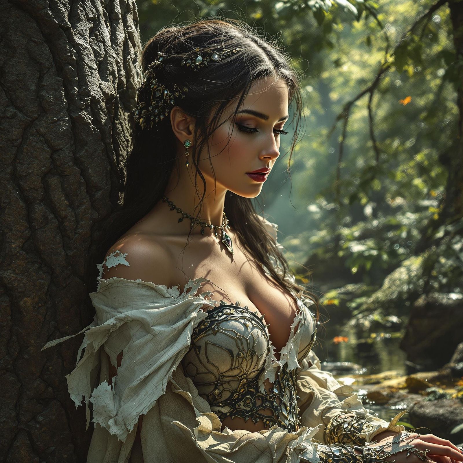 Surreal Princess in a Haunting Landscape