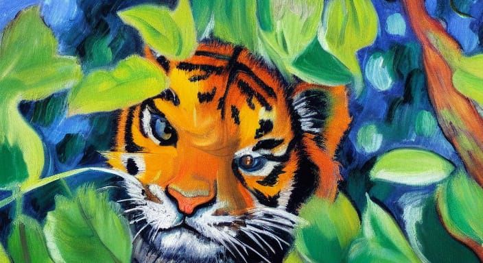 Vibrant Tiger Cub in Lush Jungle