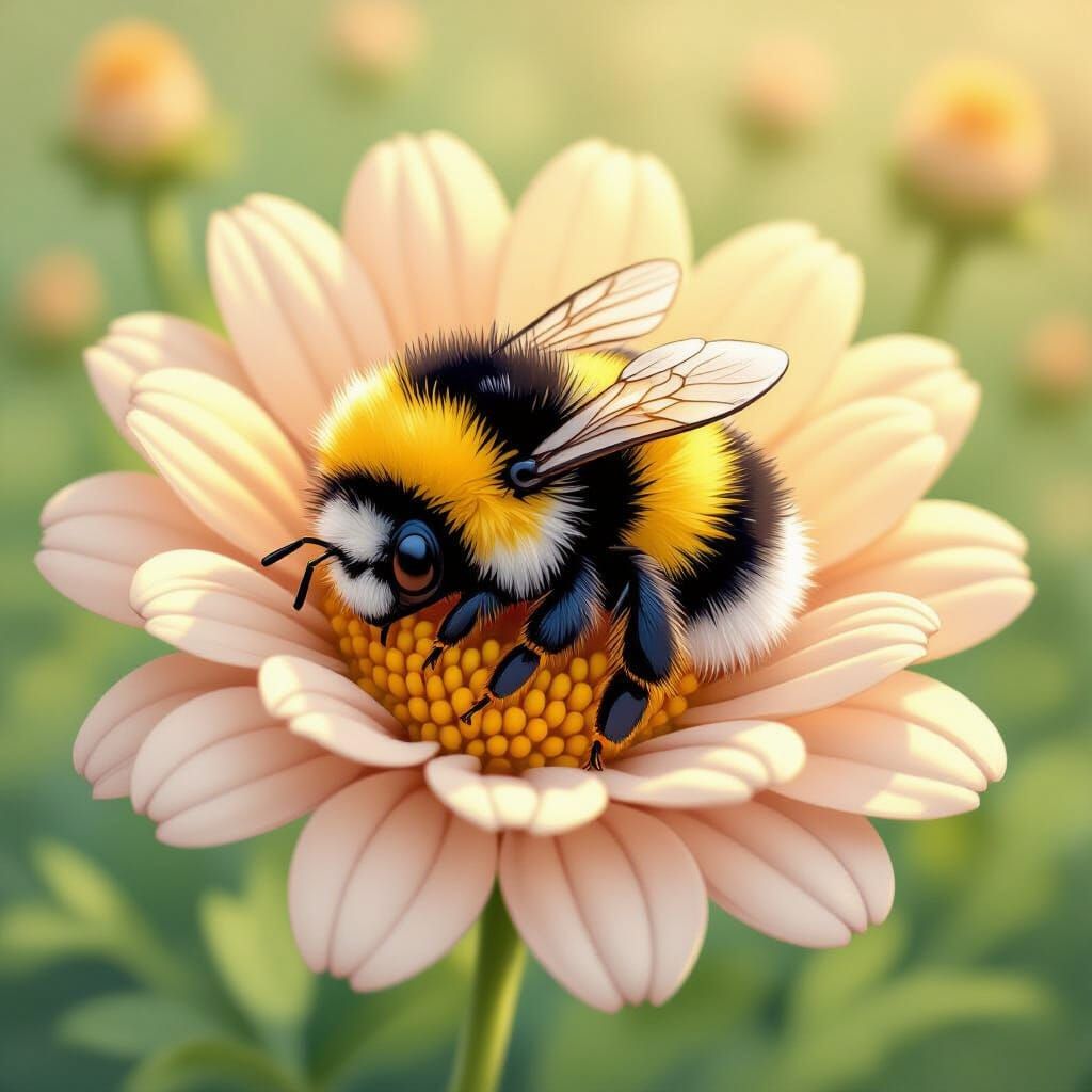 Sweet Bee Sleeping in Pastel Flower