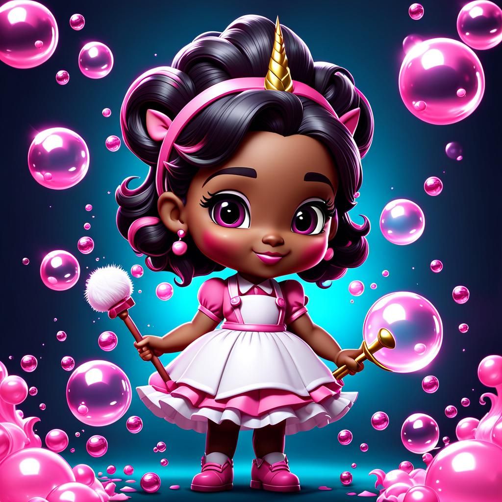 Cute Chibi Housekeeper in 3D Vector Art Style