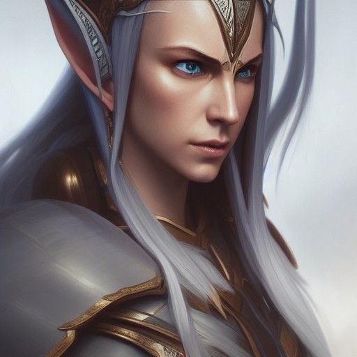 High Elf Portrait in Dark Fantasy Style
