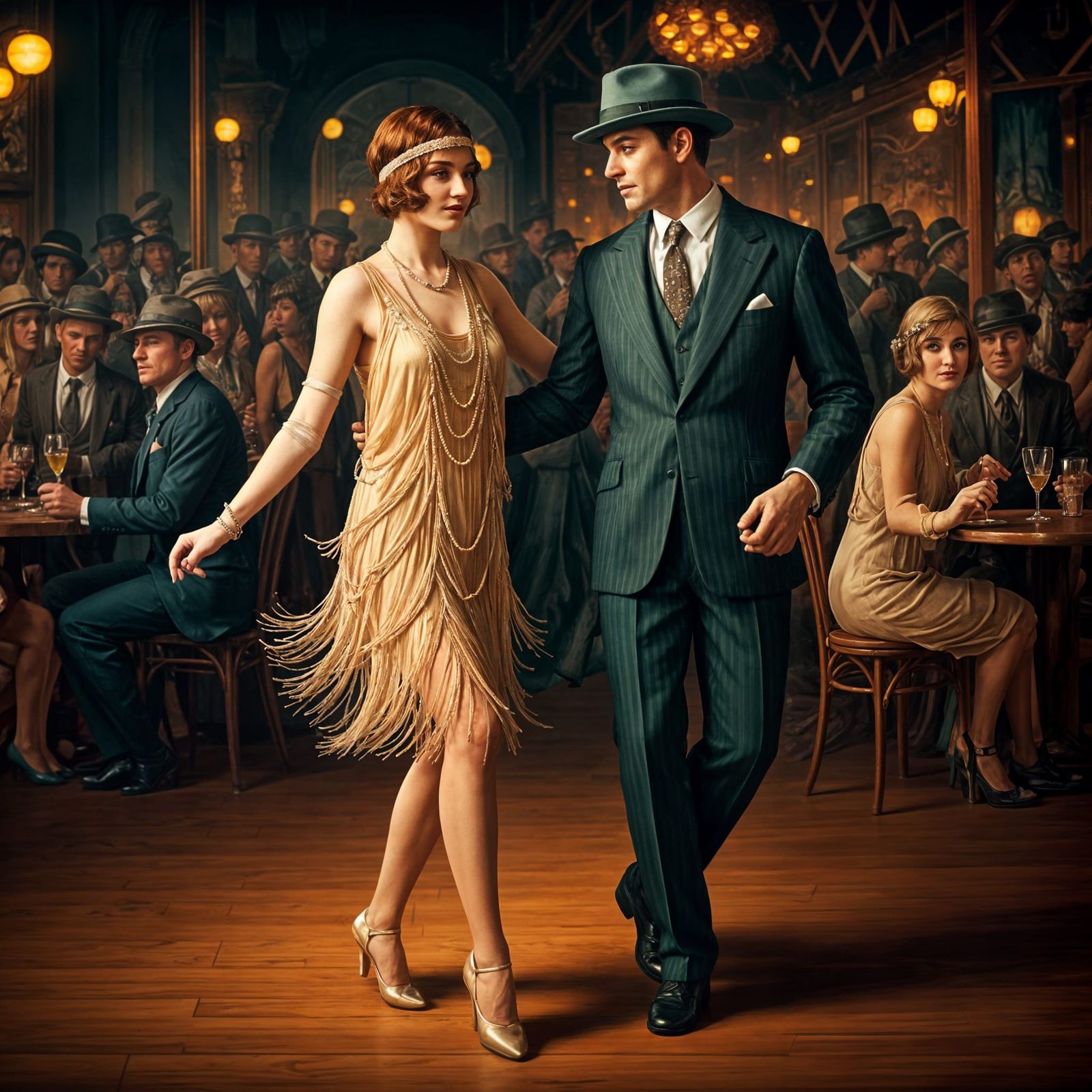 Roaring 20s Speakeasy Scene in Australian Tonalism Style