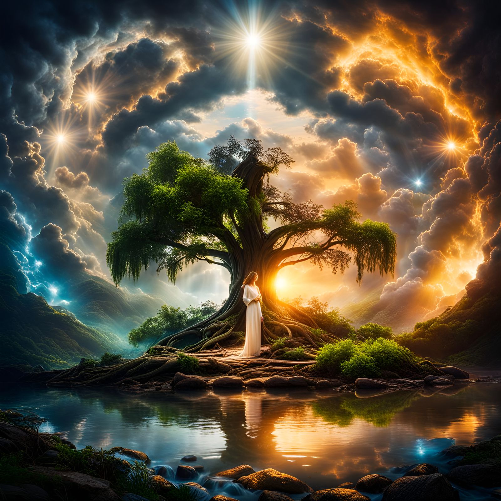 Ethereal Women Bathed in Divine Light