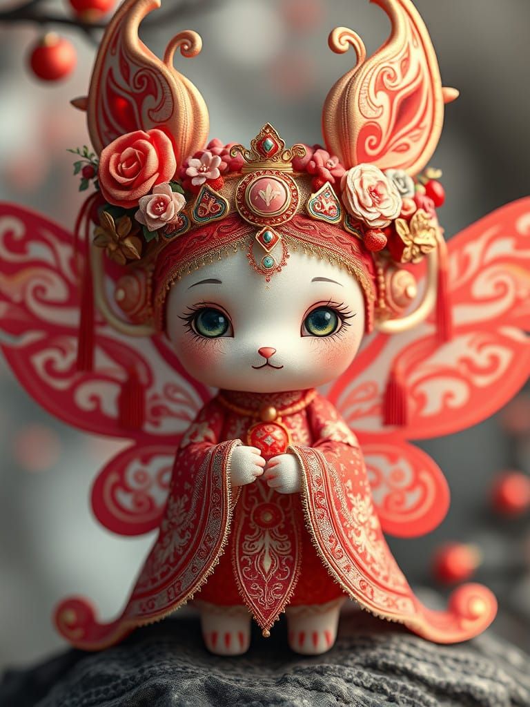 Elegant Kawaii Yule Fairy Plushie in Artgerm Style